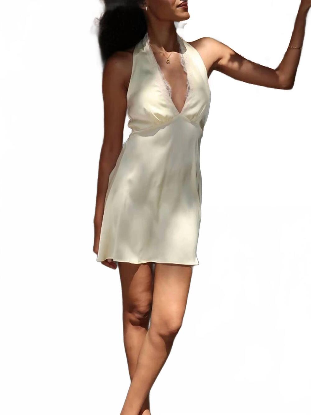 NEW FAITHFULL THE BRAND cydney mini dress in yellow